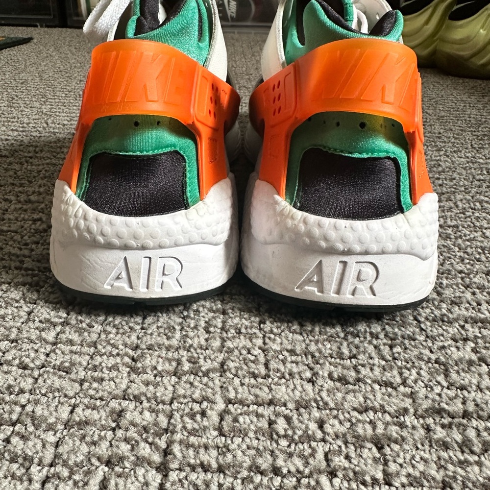 Nike Air Huarache Men’s Shoes  - Green, Black, White, and Orange - Picture 3 of 4